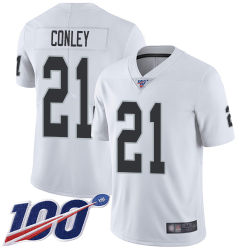 Men Oakland Raiders Limited White Gareon Conley Road Jersey NFL Football #21 100th Season Vapor Jersey->oakland raiders->NFL Jersey